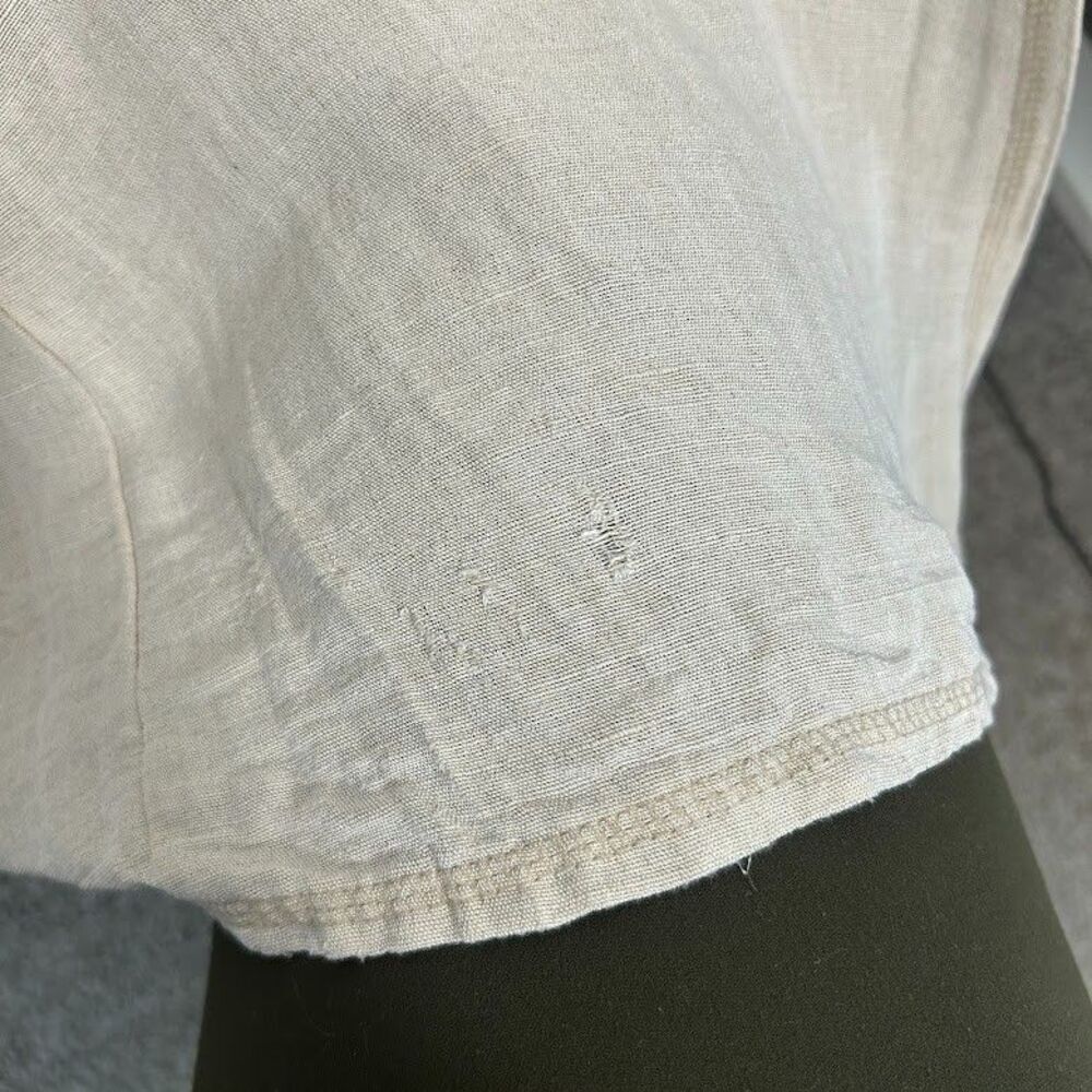 VTG Karen Alexander Pinafore Overall Maxi Dress 10 Linen Flax Blend Tan Mori Kei - Picture 9 of 11